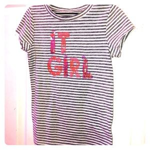 ☀️3/$12 White and Blue Stripe ‘It Girl’ Shirt